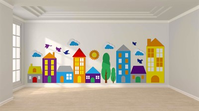 Развивающая настенно-напольная панель мобильная "Город", комплект - фото 69977357