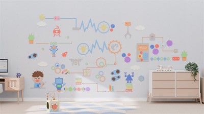 Настенная панель мобильная "Робототехника" с интерактивными элементами - фото 69977488