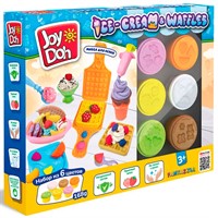 Набор для творчества Масса для лепки Joy Doh набор ICE-CREAM&WAFFLES-МОРОЖЕНОЕ И ВАФЛИ,3d формы,10 аксессуаров,6 баночек с тестом WAFF-168 pot/12/ ***