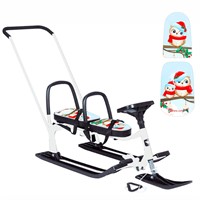 Снегокат 505 высокий SNOWKAT TWINS BABY PUSH для двоих, с 2 склад спинк. П-обр толкат. Совы карнавал