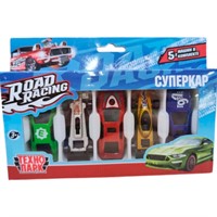 Модель RR-SET-0064871-R ROAD RACING набор СУПЕРКАР 7,5 см, 5 шт Технопарк  в коробке