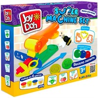 Набор для творчества Масса для лепки Joy Doh SUPER MACHINE SET-ЧУДО-МАШИНКА,штампы, сменные насадки,17 аксессуаров,4 баночки с тестом MACH-200 pot