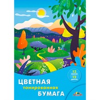 Бумага цвет 12 л. 12 цв. тонированная А4 Лесная полянка С0305-11