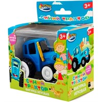 Фигурка СИНИЙ ТРАКТОР 6 cм, подвижные колеса PF-BLUETRACTOR-RU-WOD