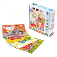 Пазл 4 в 1 4-6-9-12 эл Baby Games. Миша путешественник. 07876