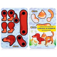 Деревянный Пазл Животные на липучках Собака и кошка Комплект 2 шт ST0138