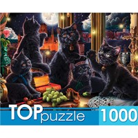 Пазл 1000 ЧЕРНЫЕ КОТЯТА И СВЕТЛЯЧКИ Ф1000-3869