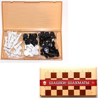 Настольная игра Шашки-шахматы бол. беж 03889