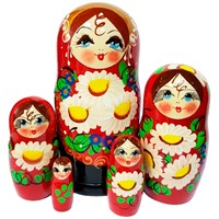 Деревянная Матрешка 5 в 1 средняя Цветы, Эскиз 02, Ромашки М05140302