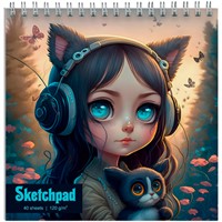 Скетчпад 40 л. Девочка с котенком Sev 14299