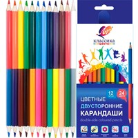 Карандаши цветные 24 цв. шестигранные двусторонние Классика 33С 2190-08