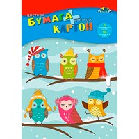 Цветной картон А4 8л,8цв. + цветная бумага А4 16л, 8цв., "Совята" С1832-14