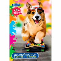 Картон цв. А4 16л.  8цв. "Зверята" FORUM Office Collection Kids FK-7416-Z
