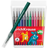 Фломастеры-кисточки 12цв Erichkrause Jolly Friends Washable 61834