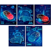 Тетрадь 96 л. клетка Эскиз авто EAC-14149/5