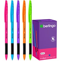 Ручка шариковая синяя 0,7мм Berlingo "Tribase grip color zone" 355452