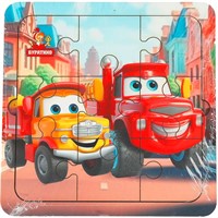 Деревянный Пазл с рамкой 15*15 см. Тачки BRT22