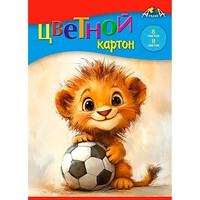 Картон цветной 8л 8цв. Львенок-футболист С0011-36