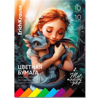 Бумага цветная 10 л. 10 цв. односторонняя Magic Pet 63617 ErichKrause