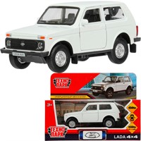 Модель LADA4X4-12-WH LADA 4х4 12 см, двери, багаж, инерц,  белый Технопарк  в кор.