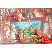 Пазл 500 Кошки у большого аквариума Ф500-0191
