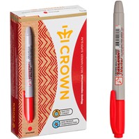 Маркер перманентный Crown "Multi Marker Super Slim" красный, пулевидный, 1мм P-505F