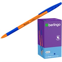 Ручка шариковая синяя 0,7мм Berlingo "Tribase grip orange" 355442