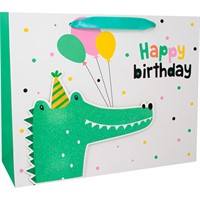 Пакет 32х11,5х25см  Happy Birthday крокодил с шарами 141V-851