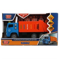 Модель KAMGARB-17PL-BUOG KAMAZ МУСОРОВОЗ 17 см,бачок,инерц,синяя Технопарк в коробке