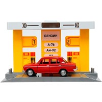 Модель OILSTA-22PL2106-YE бензоколонка С МАШИНКОЙ 21 см ВАЗ-2106 Технопарк в коробке