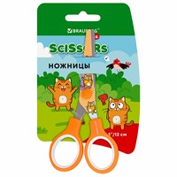 Ножницы 13 см оранжевые, Котики 238351 Brauberg kids.
