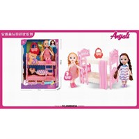 Кукла малышка126-1 сестренки с кроваткой в кор.
