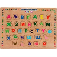 Деревянные Вкладыши Азбука Синий Трактор Буратино W012-STR
