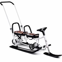 Снегокат 507 высокий SNOWKAT TWINS BABY Wheel для двоих, с 2 склад спинк.П-обр толкат. колёса Собачки