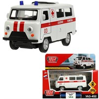 Модель UAZ452-11AMB-WH УАЗ-452 "буханка" СКОРАЯ 10,5 см, двери, инерц Технопарк в кор.