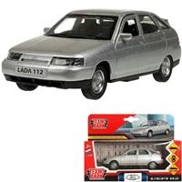 Модель 2112-12-SR ВАЗ-2112 12 см, двери, багаж, серебряный Технопарк в коробке