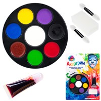 Набор для творчества Аквагрим 8 цветов, искусственная кровь-1шт,спонж-1шт,аппликатор-2шт КС-4627