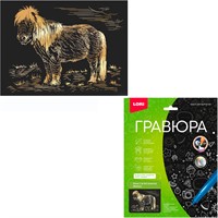 Набор для творчества Гравюра 18*24 Пони эффект золото Гр-941 LORI