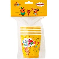 Стакан С ДР Три Кота желтый 250 мл 6 шт. 1502-3722