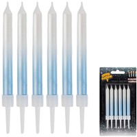 Свечи для торта Градиент бел/голуб перлам 8см 6шт