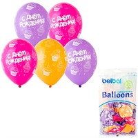 Шар 14" Шелкография пастель С ДР Кексы 25 шт 1103-1764 /цена за упак/