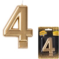 Свеча-цифра "4" Золотая 8 см 1502-2837