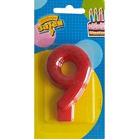 Свеча цифра "9" Блестящая 7,6 см 1502-2156