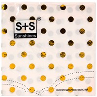 Салфетки бумажные с золотым тиснением Горох 33 см,20 шт СП-5176