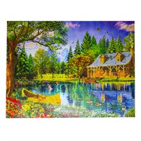 Набор для творчества Алмазная мозаика Домик на озере 40*50см частичная выкладка 87145