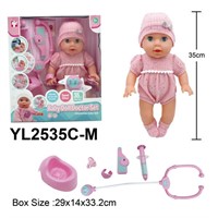 Пупс YL2535C-M 35 см, с аксесс,  в кор.