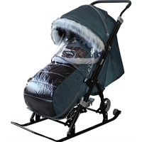 Санки коляска Galaxy NOVA Лен серо-зеленый