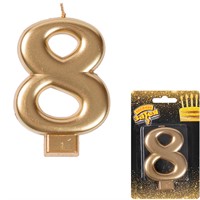 Свеча-цифра "8" Золотая 8 см 1502-2841