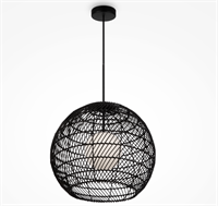 Подвесной светильник черный шар ротанг Д40 см