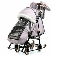 Санки коляска Galaxy Glory Gloss Лен пудровый(розовый)